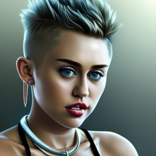 Miley Cyrus Portrait in Hyperdetailed Digital Art Style