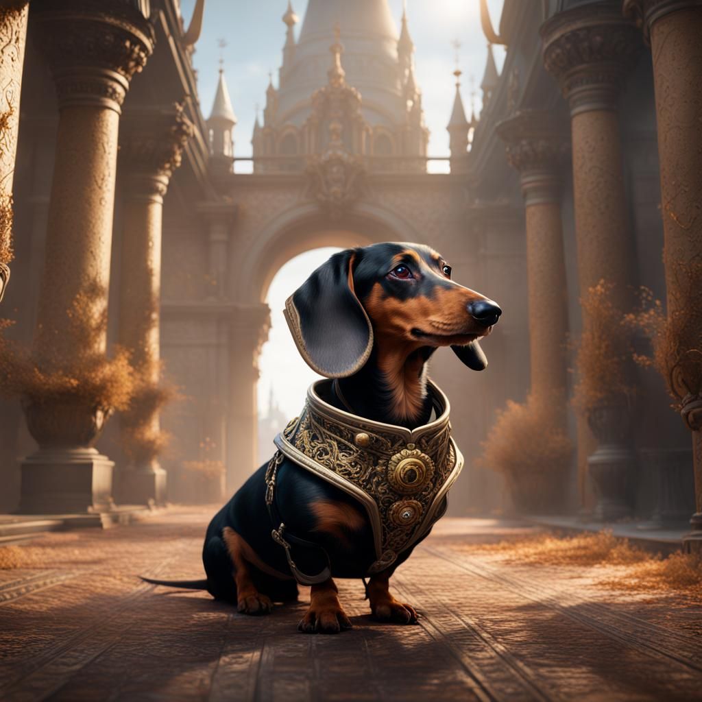 Vladimir Putin as a Dachshund: Detailed Matte Painting
