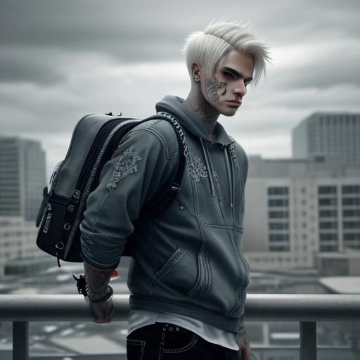 Hyperrealistic Skater Boy Portrait with Tattoos