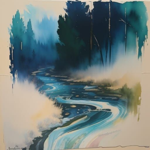 Impressionist Masterpiece: Clock and River Merge