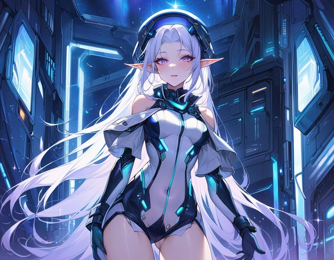 Futuristic Anime Elf Soldier in Sci-Fi Style
