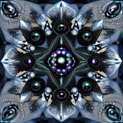 Cracked Glass with Marbles and Diamonds in Zentangle Style