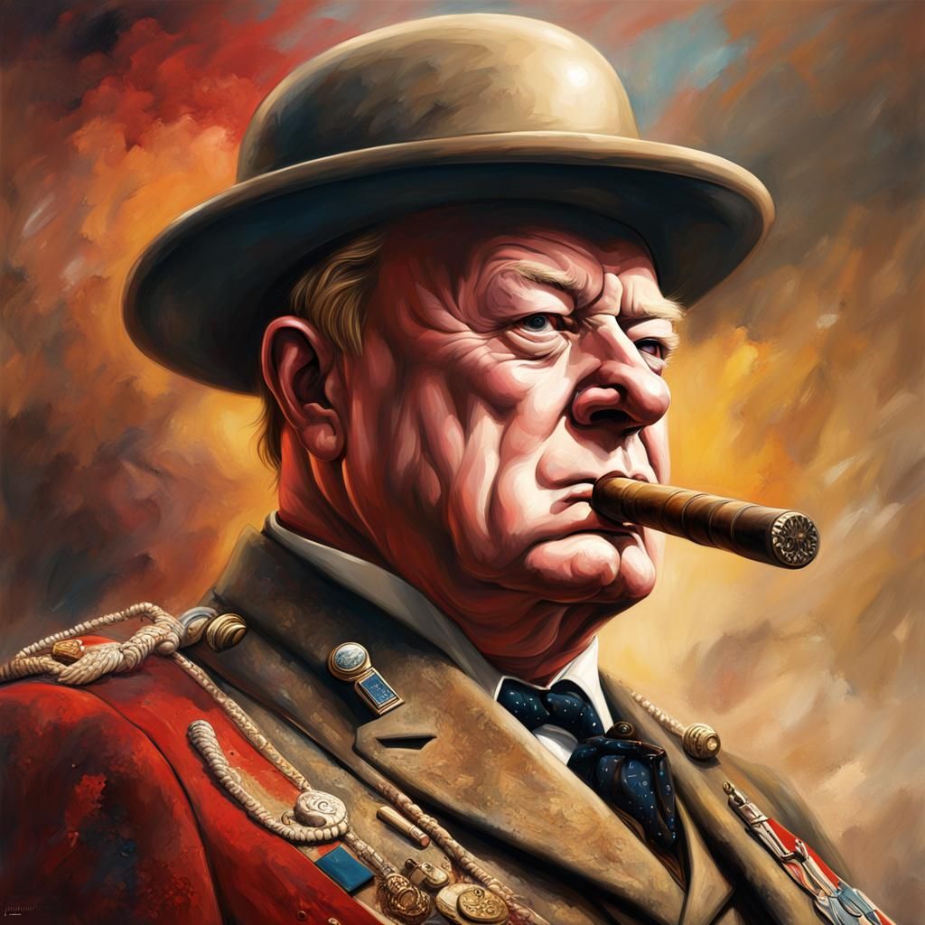 Churchill as Roman Warrior: Hyperrealistic Portrait