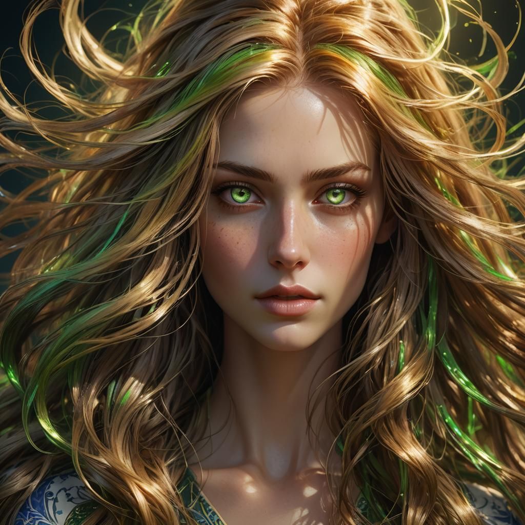Green Eyed Girl Portrait in Artgerm Style