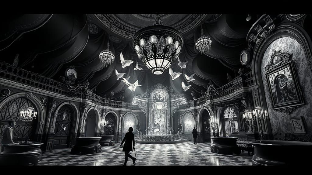 High-Contrast Harlequin Pattern in Dramatic Lighting