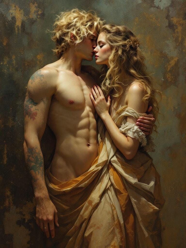 Blond Woman in Art Nouveau Roman Figure Study