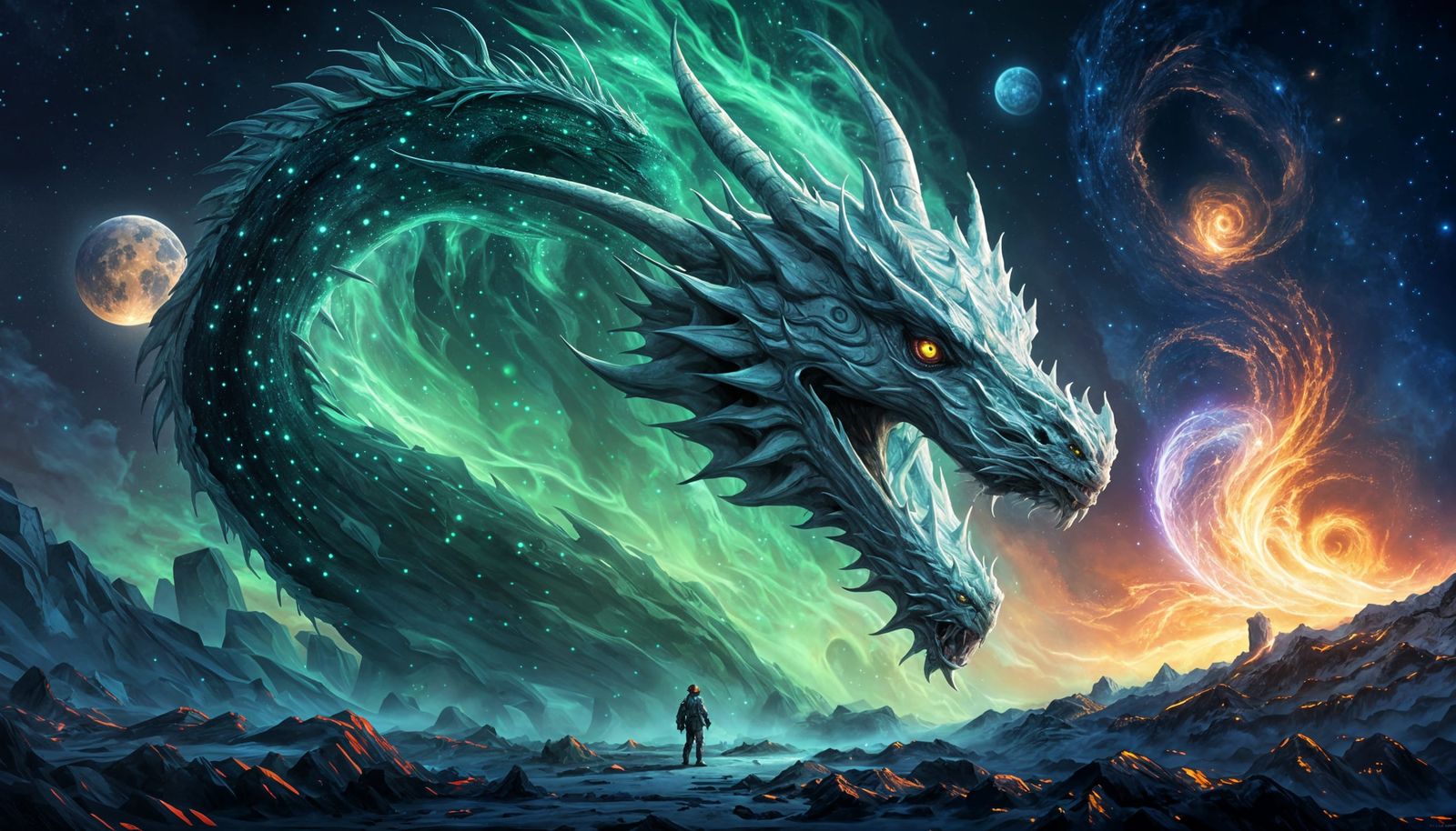 Intricate digital painting of a powerful white dragon in 4k ...