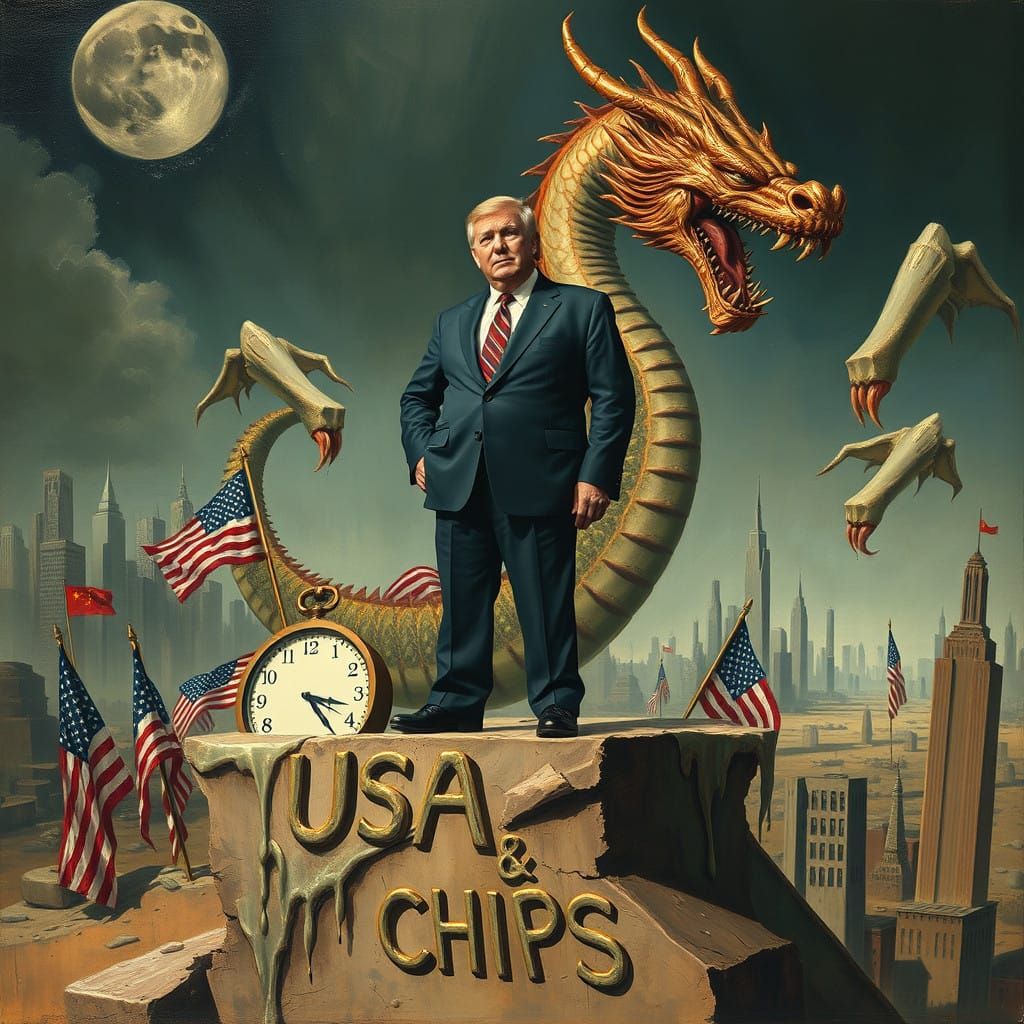 Republican Politician Menaced by China in Surreal Dreamscape