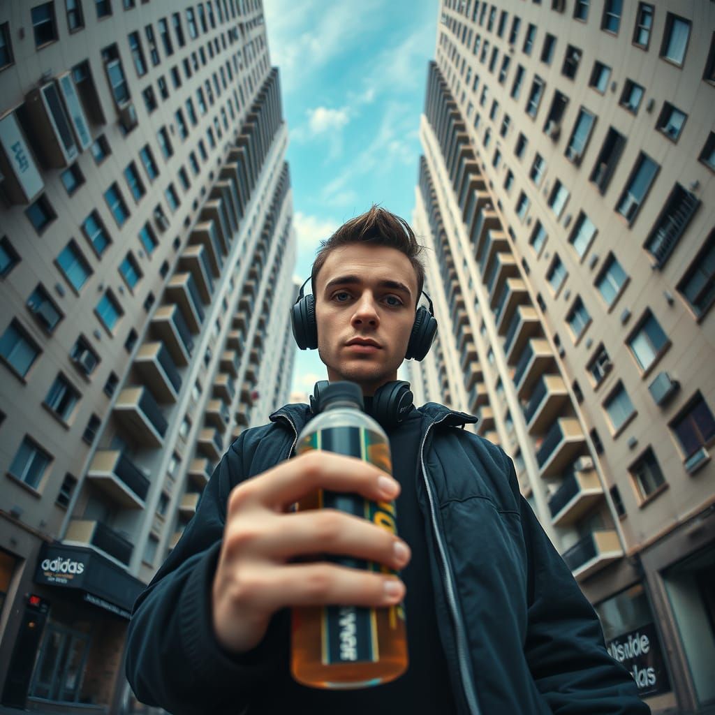 Stylish Young Man in Adidas Streetwear Editorial Style