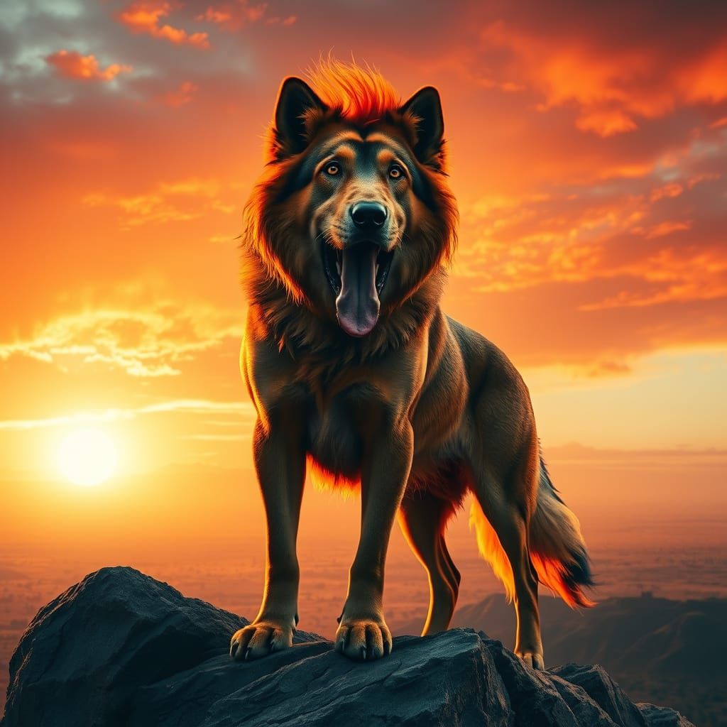 Regal Canine Seeks Wisdom Amidst Vibrant Sunset