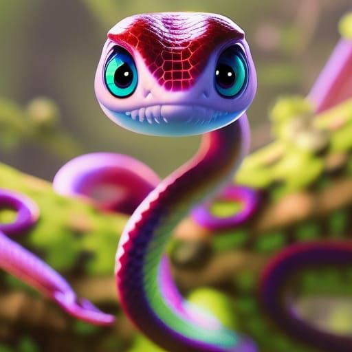 Adorable Chibi Snake Digital Art: Mesmerizing Slither