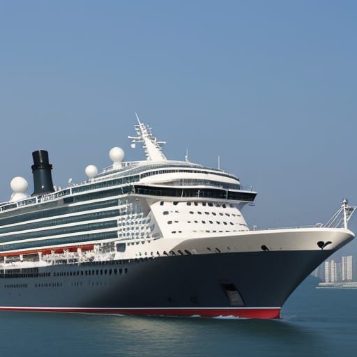 Luxury Cruise Ship Sails Through Shanghai Harbor