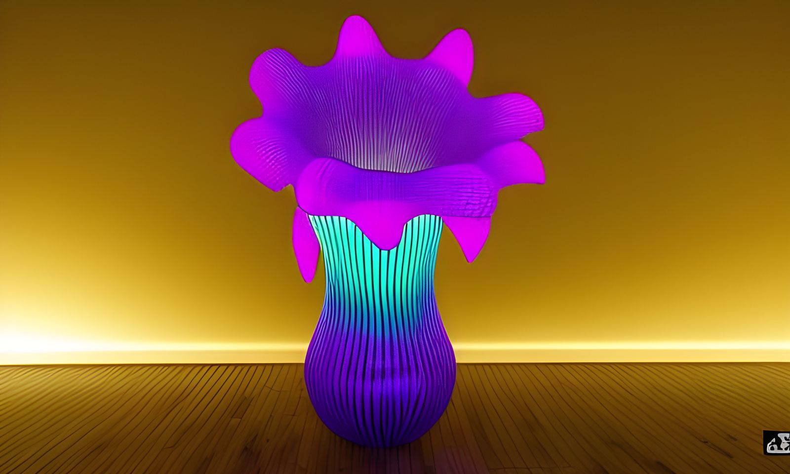 Iridescent Glass Flower Vase in 3D