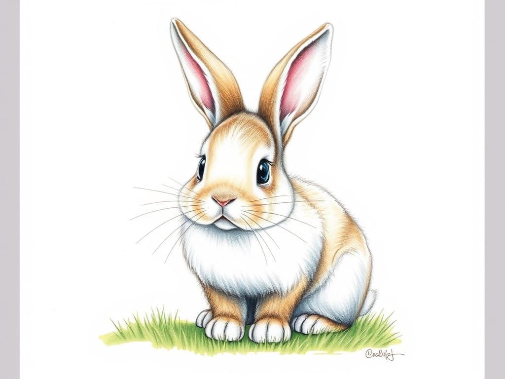 Whimsical Bunny Portrait in Colored Pencil