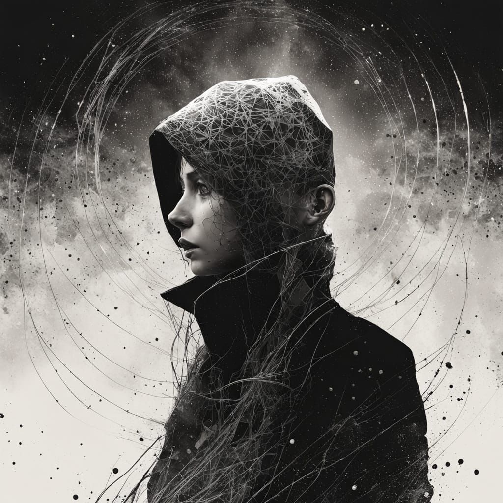 Monochromatic Ink Study of a Sci-Fi Scientist