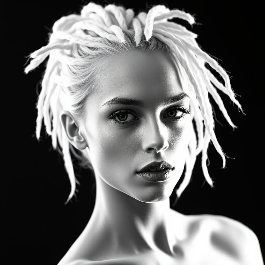 Avant-Garde Portrait of Model with White Dreadlocks