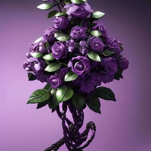 Melting Metal Dark Purple Roses Bouquet