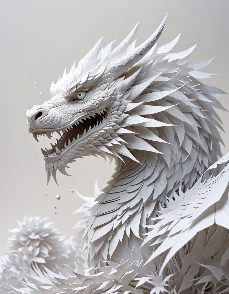 Translucent Kirigami Dragon Melts from Cloud