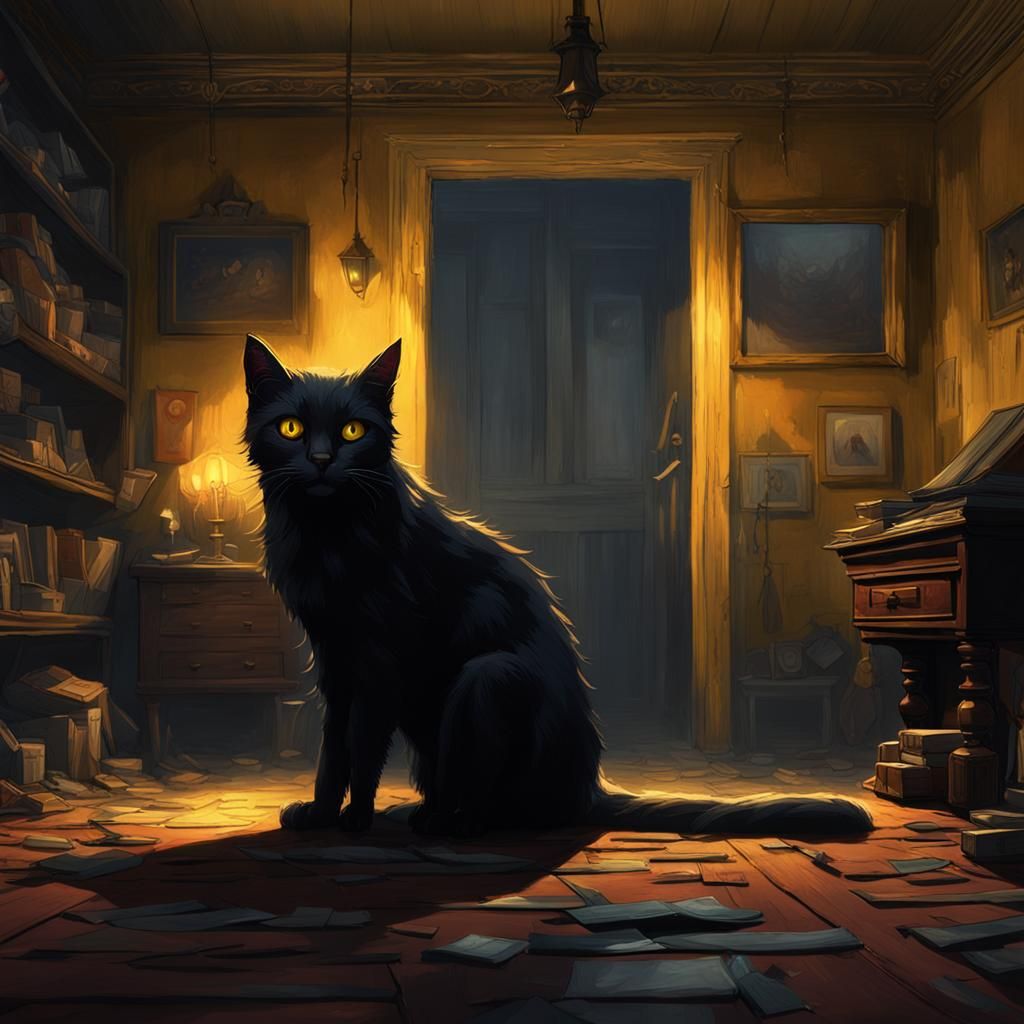 Black Cat Emerges: Dark Fantasy Concept Art