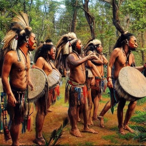 Ancestral Tribe Drumming with Dancing Animals