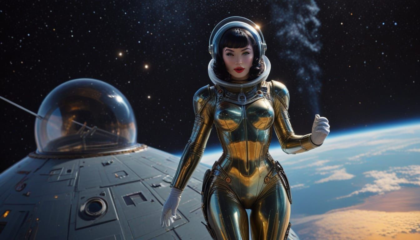 Retro Sci-Fi Space Girl in Vargas Style