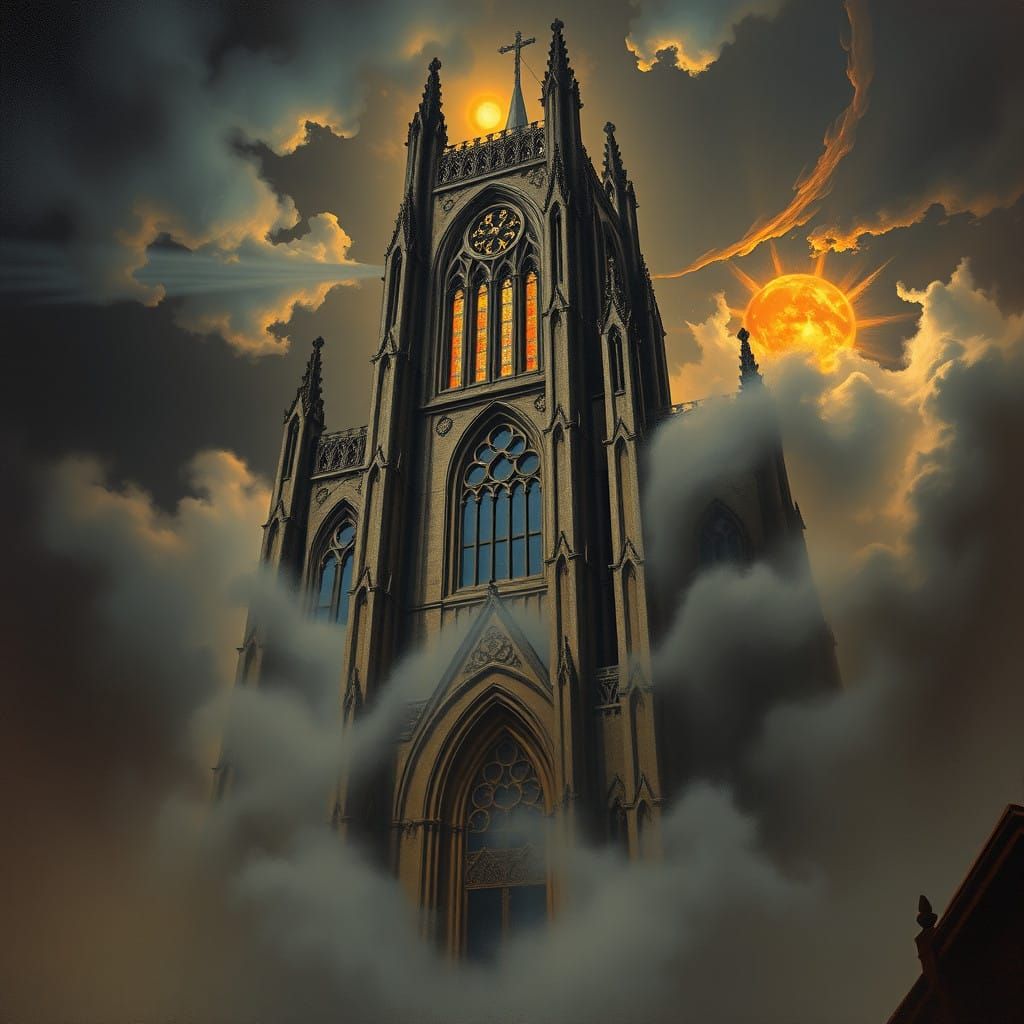 Gothic Cathedral in Muted, Eerie Light