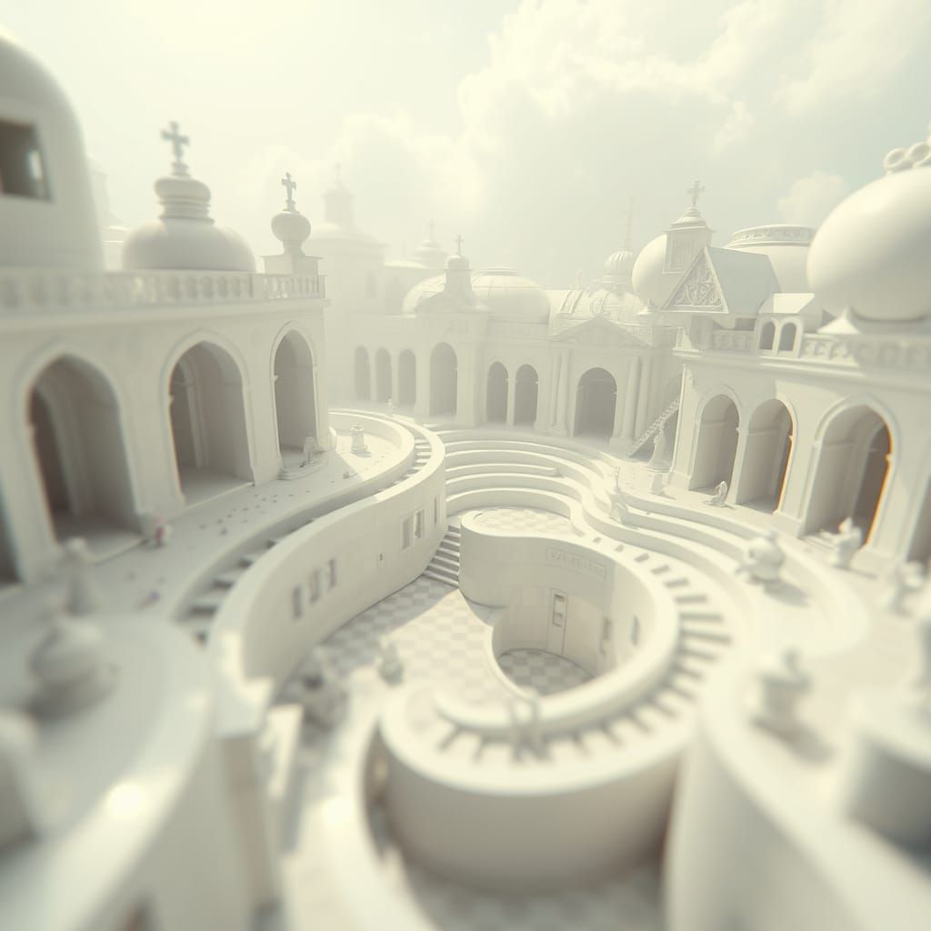 Dreamscape of White: Surreal Anamorphic Art