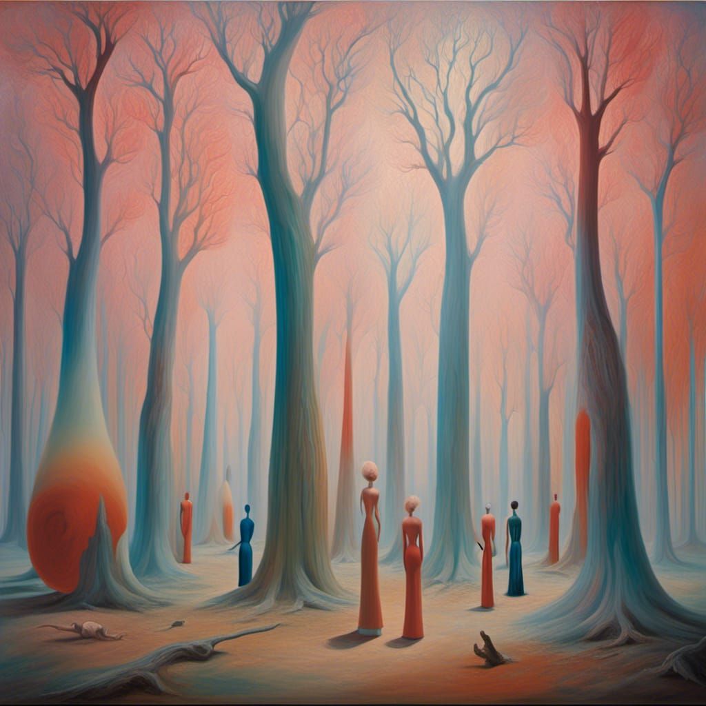 Ethereal Gathering in Mystical Forest Landscape