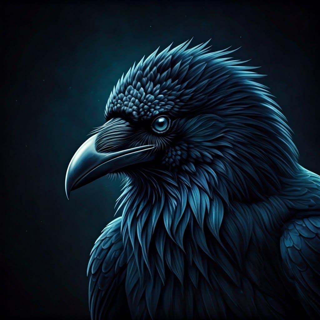 Gothic Album Cover with Raven: Detailed Matte Painting