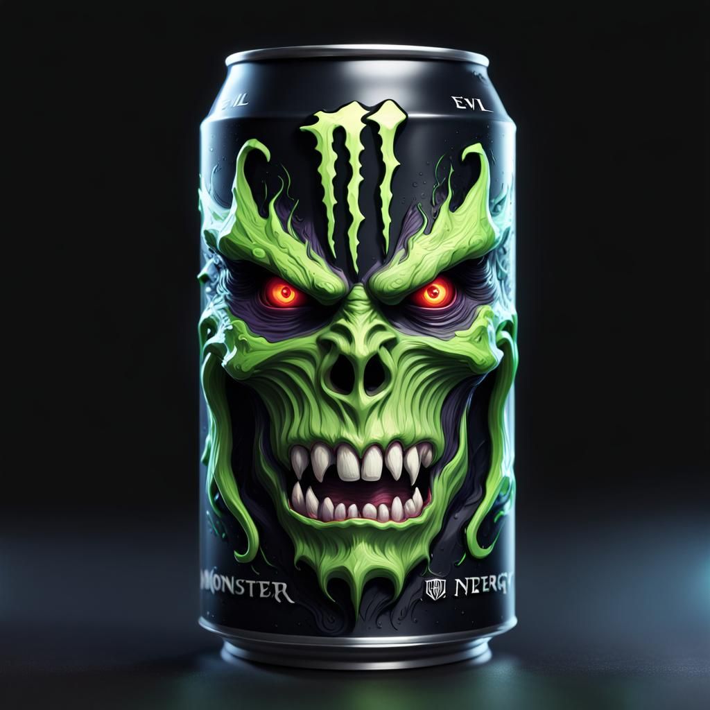 Menacing Monster Energy Drink Portrait in Hyperdetailed Styl...