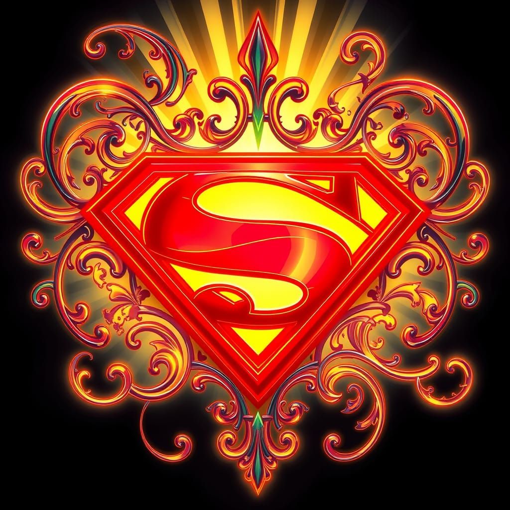 Electric Art Nouveau Superman Icon