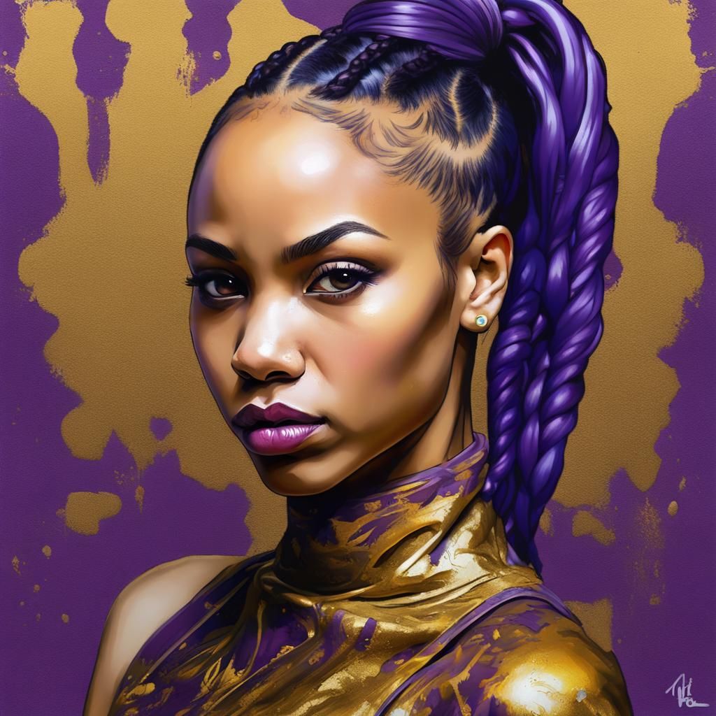 Baroque Portrait of Woman in Ombre Jumpsuit