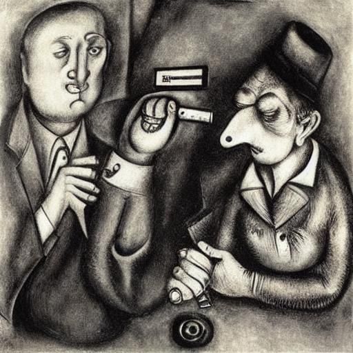 Locksmith Vasya's Surreal Cigar Break: An Expressionist Scen...