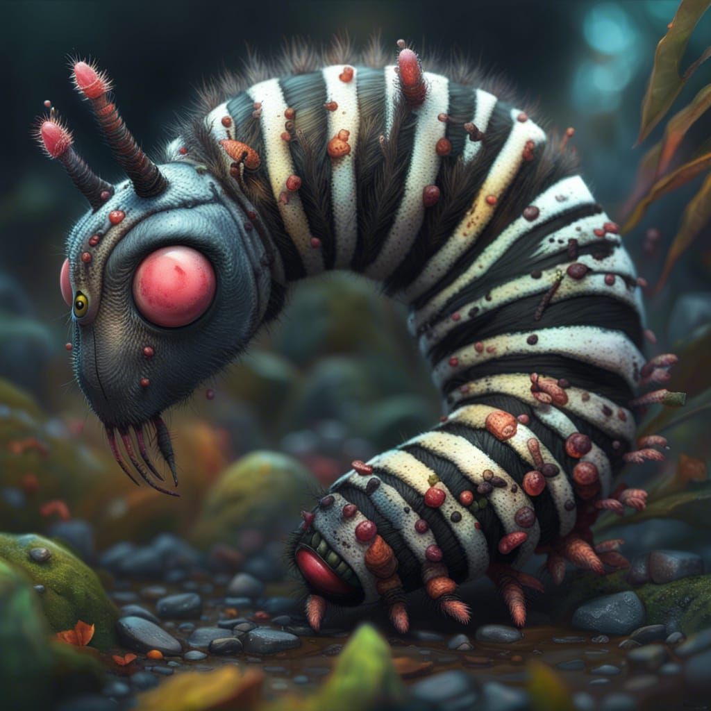 Zebra Caterpillar Hybrid in Detailed Digital Art
