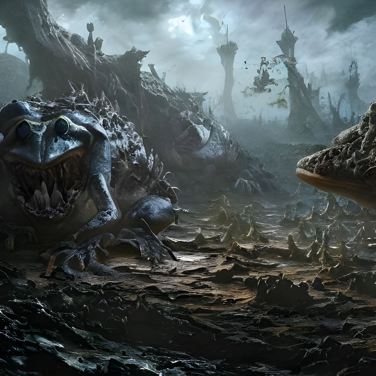 Epic Battlefield of Evil Frogs and Frog Golems