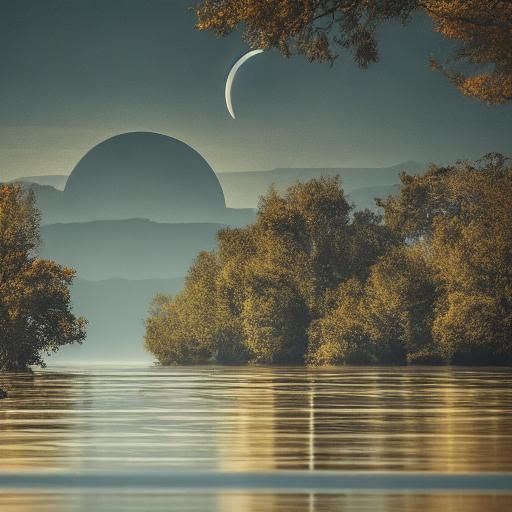 Tranquil Lake at Night: Ansel Adams Photography