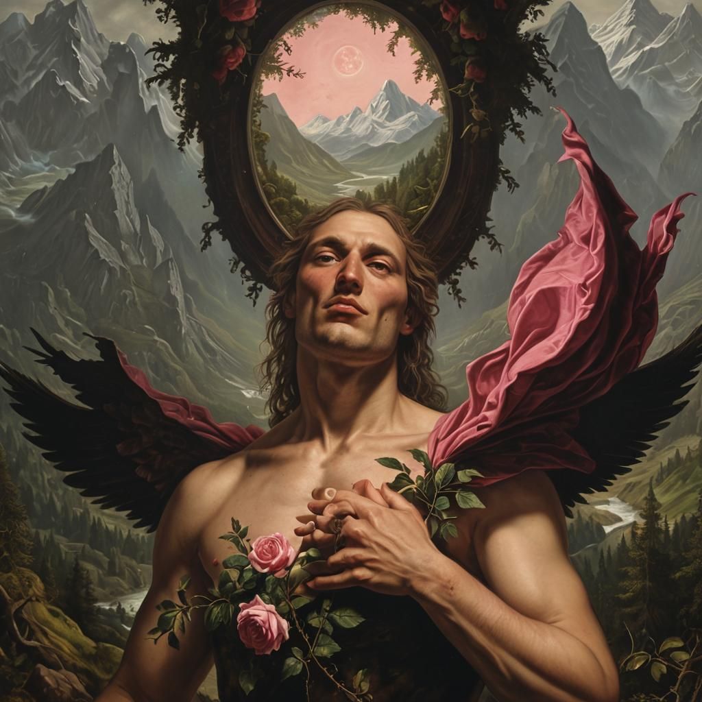 Moonlit Landscape with Silver Shadows in Psychedelic Art