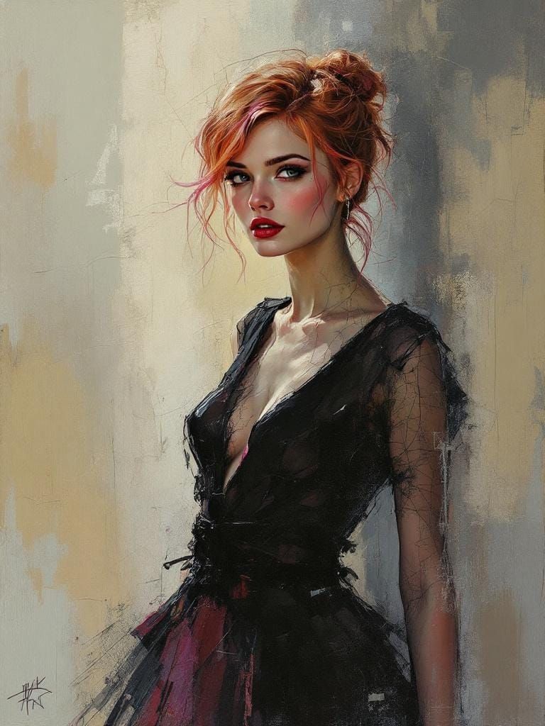 Blonde Pin-Up in Noir Style with Pink Tipped Hair