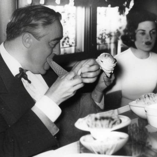 President Franklin D. Roosevelt Eating Ice Cream