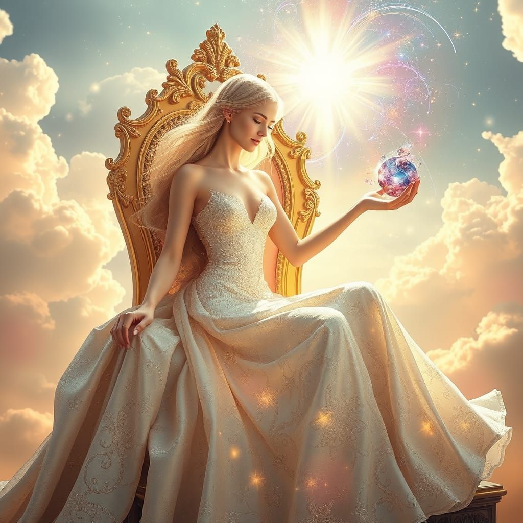 Ethereal Goddess in Radiant Supernova Halo