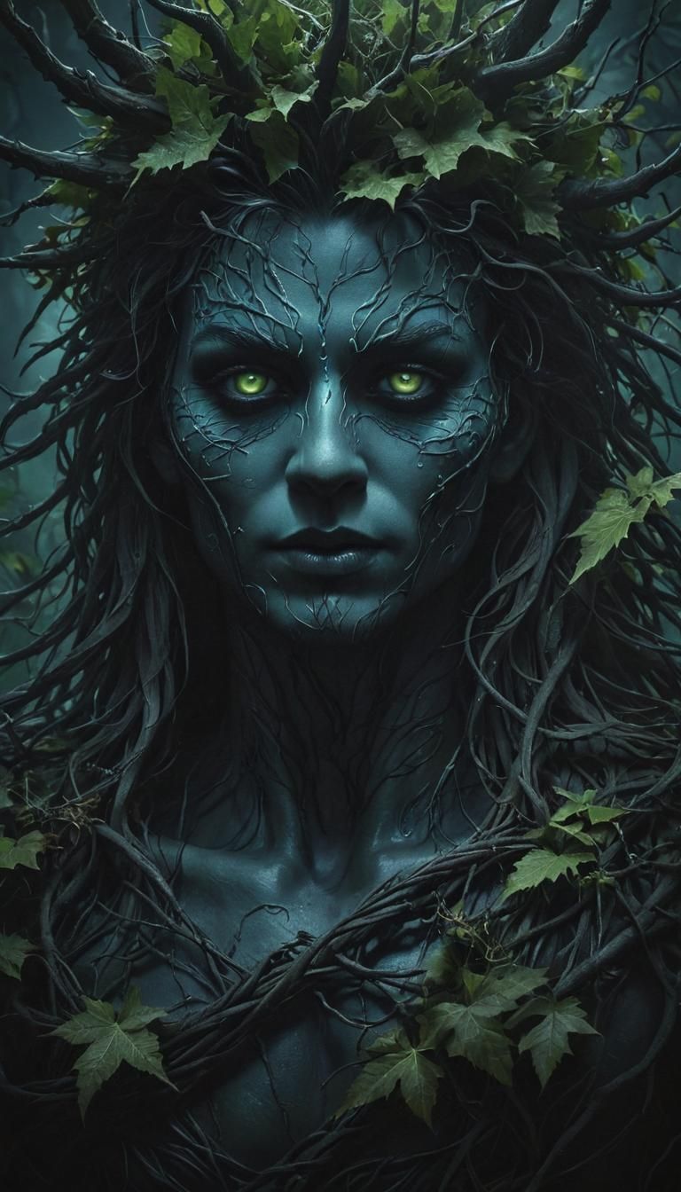 Dark Deity Portrait in a Mystical Fantasy Art Style