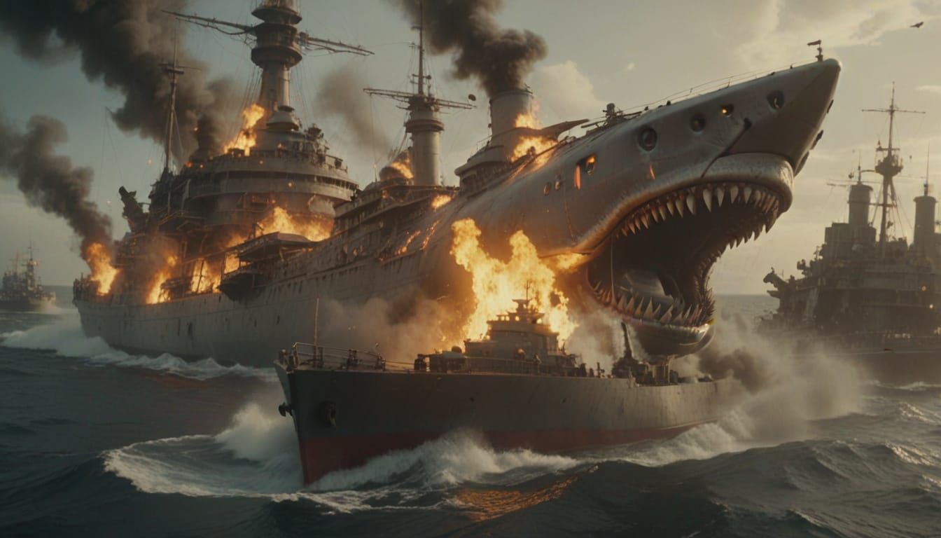 Steampunk Battleship Rams Enemy Ship in Fiery Kamikaze Attac...