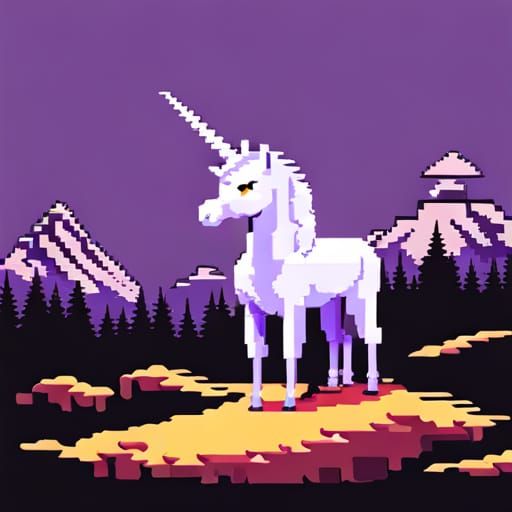Pixel Art Unicorn in 16-bit Style