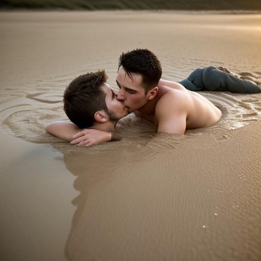 Men Kissing in Quicksand: Professional Photography