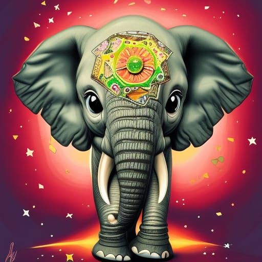 Hyperrealistic Baby Elephant Portrait in Digital Art Style