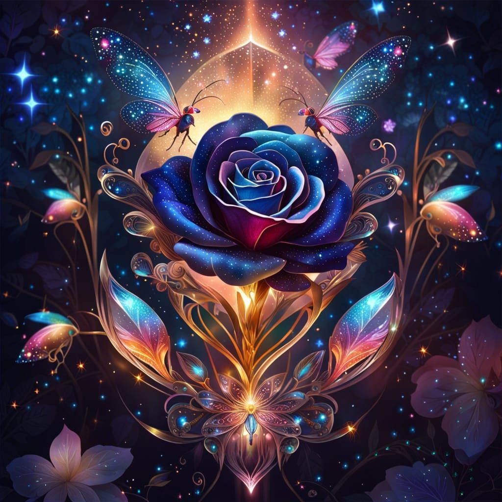 Ethereal Crystal Rose with Iridescent Shimmer