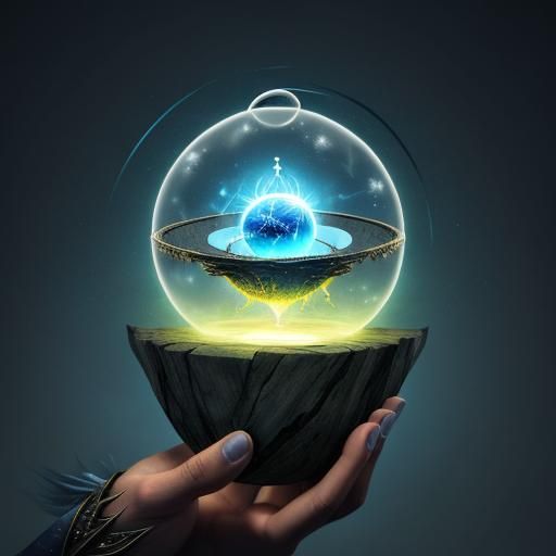 Wizard Conjuring a Magical Sphere in Tower