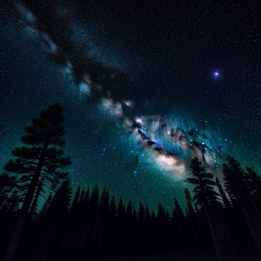Starry Night Sky Over Pine Jungle