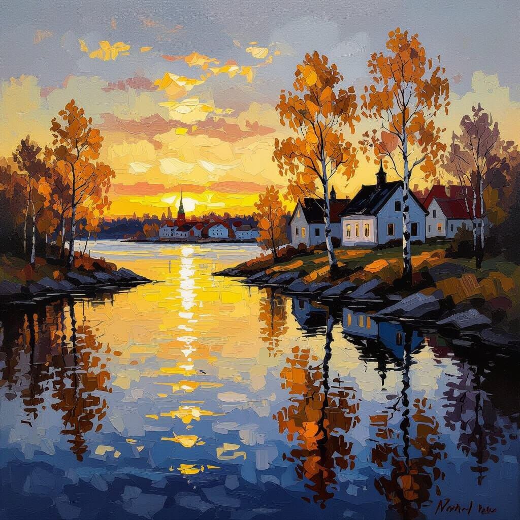Finnish Autumn Cityscape at Golden Hour