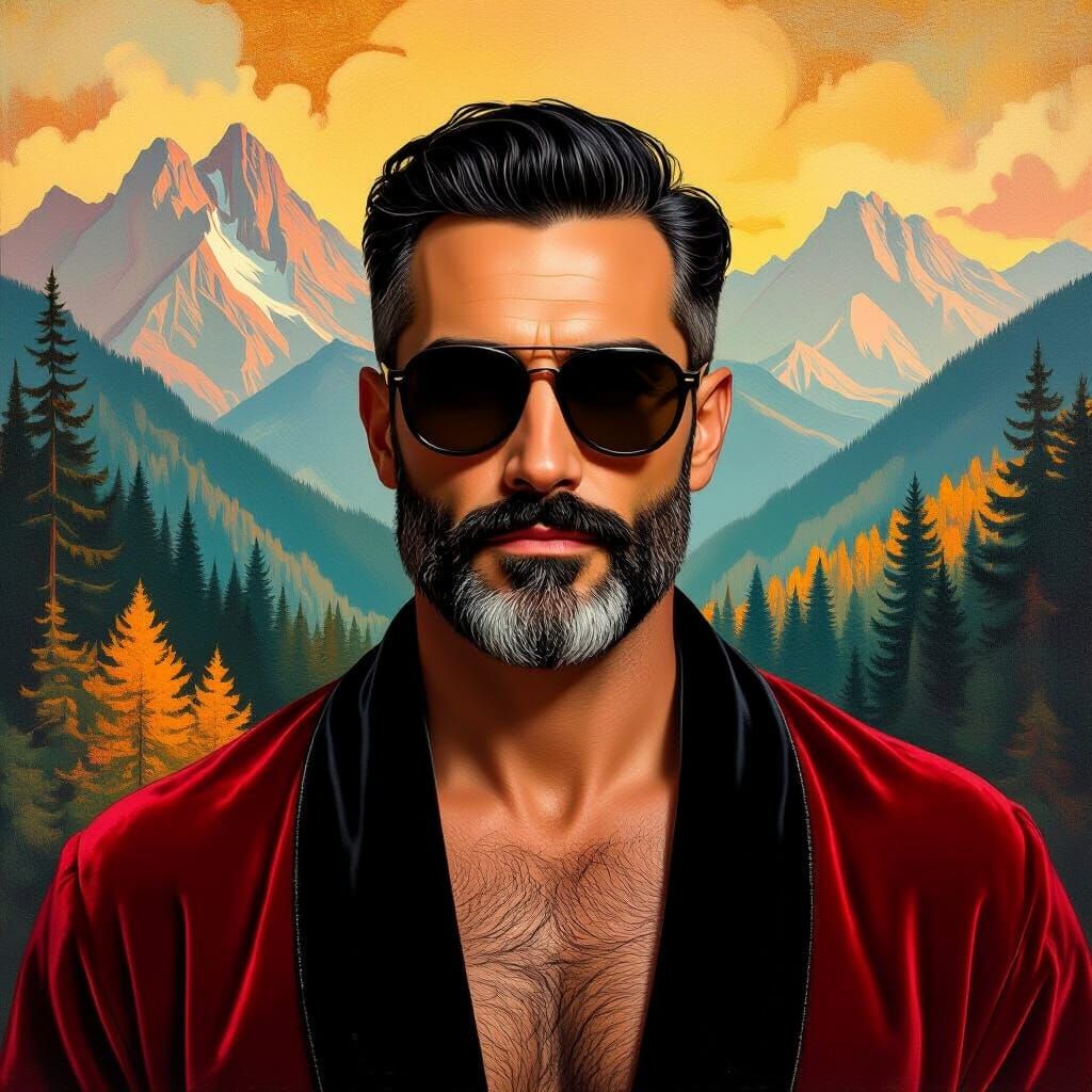 Impressionist Portrait of a Man in Velvet Robe